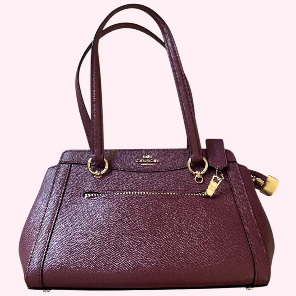 Coach Burgundy Handbag with Gold Hardware
